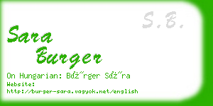 sara burger business card